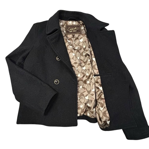 Coach Jackets & Blazers - Coach 1941 Women's Charcoal Peacoat Wool Blend Gold Rim Buttons Heart Liner Sm